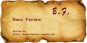 Benz Ferenc névjegykártya